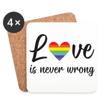 Mois de la fierté LGBT - L’amour ne se trompe jamais - Dessous de verre (lot de 4) - blanc - Devant
