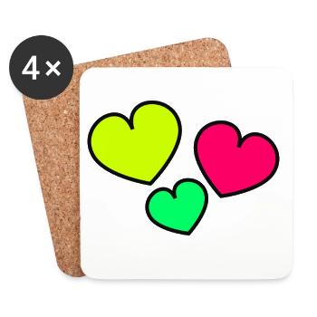 MOM. MOTHER'S DAY. HEART. HAPPY BIRTHDAY - Coasters (set of 4) - white - Front