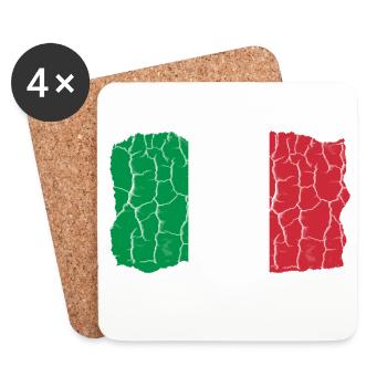 Conception du drapeau de l’Italie Style grunge - Dessous de verre (lot de 4) - blanc - Devant