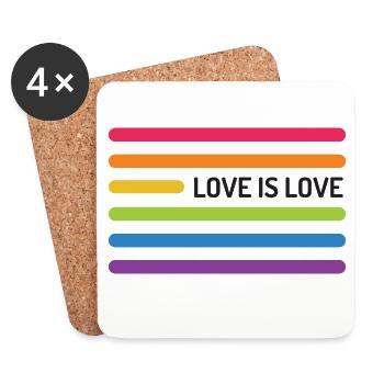 LGBT Pride Monat - Liebe ist Liebe - Untersetzer (4er-Set) - Weiß - Vorne