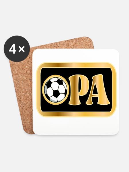 SCHRIFTZUG OPA FUßBALL - RENTNER - Untersetzer (4er-Set) - Weiß