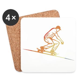 Skateboard Style rétro - Dessous de verre (lot de 4) - blanc - Devant