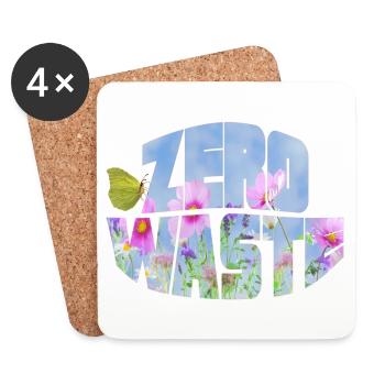 Zero Waste Flower Meadow with Butterfly - Coasters (set of 4) - white - Front
