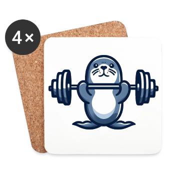 Seal Seal Dumbbell Gym Entraînement de fitness - Dessous de verre (lot de 4) - blanc - Devant