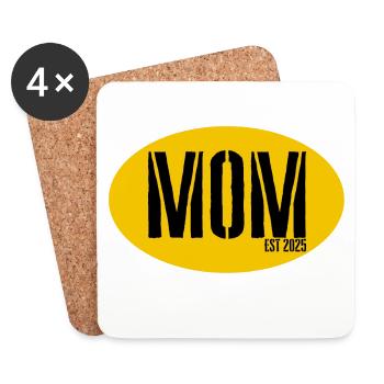 MOM Est 2025 Vintage Oval - Untersetzer (4er-Set) - Weiß - Vorne