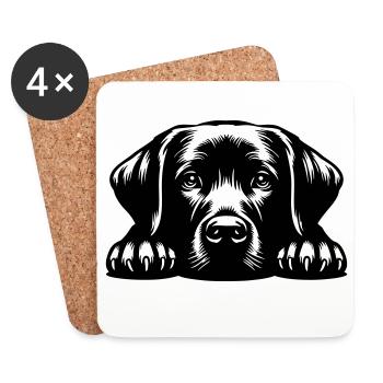 Labrador Head with Paws - Coasters (set of 4) - white - Front