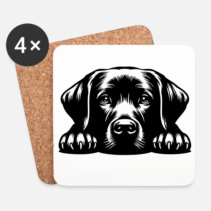 Labrador Kopf mit Pfoten - Untersetzer (4er-Set) - Weiß