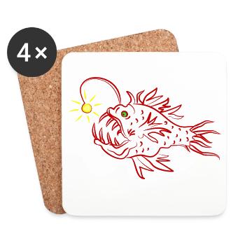 Un poisson-lanterne - Dessous de verre (lot de 4) - blanc - Devant