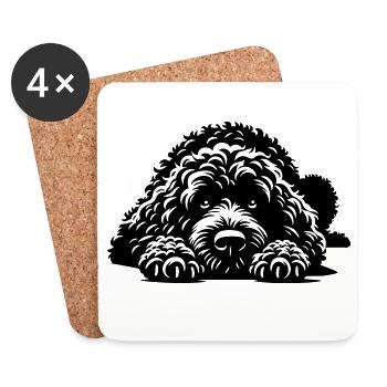 Spanischer Wasserhund - Untersetzer (4er-Set) - Weiß - Vorne