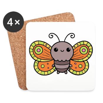 Schmetterling - Untersetzer (4er-Set) - Weiß - Vorne