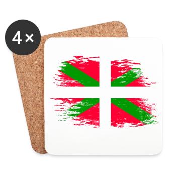 Drapeau basque utilisé - Dessous de verre (lot de 4) - blanc - Devant