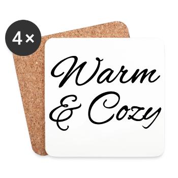 Warm & Cozy – Cuddly Autumn & Winter Lettering - Coasters (set of 4) - white - Front