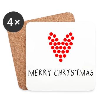 WEIHNACHTEN. FROHE WEIHNACHTEN. FROHE WEIHNACHTEN. WEIHNACHTSMANN - Untersetzer (4er-Set) - Weiß - Vorne