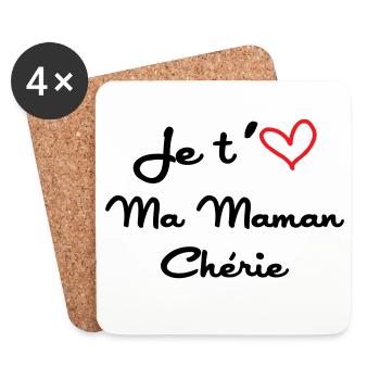 Je t'aime ma maman chérie - fête des mères - Dessous de verre (lot de 4) - blanc - Devant