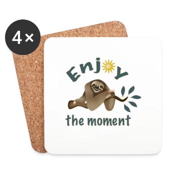 Sloth on branch - Coasters (set of 4) - white - Front