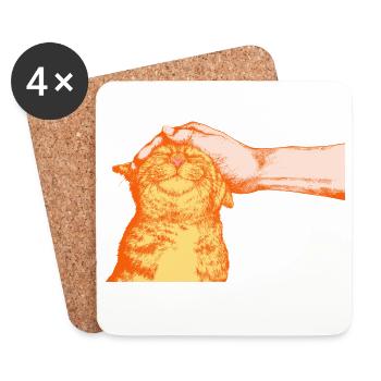 DIE GLÜCKLICHE KATZE - Untersetzer (4er-Set) - Weiß - Vorne