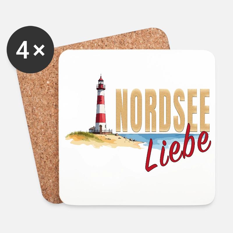 Nordsee Liebe - Untersetzer (4er-Set) - Weiß