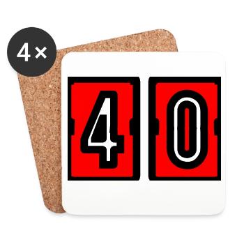 40. 40 ANS. 40e ANNIVERSAIRE. ANNIVERSAIRE 40 ANS. - Dessous de verre (lot de 4) - blanc - Devant