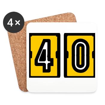 40. 40 ANS. 40e ANNIVERSAIRE. ANNIVERSAIRE 40 ANS. - Dessous de verre (lot de 4) - blanc - Devant