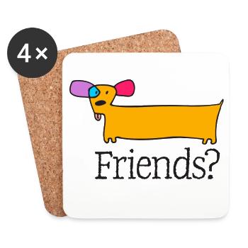 05 Doggie Long Color Friends - Coasters (set of 4) - white - Front