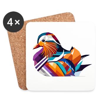 Colorful Mandarin Duck – A Touch of Exotic Elegance - Coasters (set of 4) - white - Front