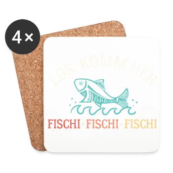 Komm Her Fischi Sportangler Angeln Fischen - Untersetzer (4er-Set) - Weiß - Vorne