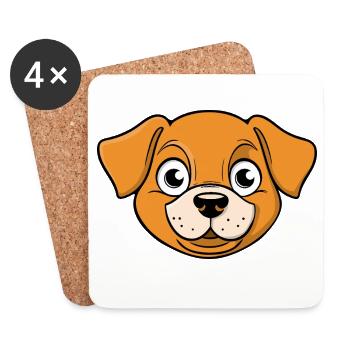 Cheerful image of a dog's head - Coasters (set of 4) - white - Front
