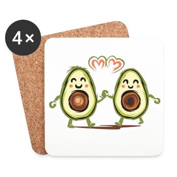 Funny Avocado Couple – Amour et amitié - Dessous de verre (lot de 4) - blanc - Devant