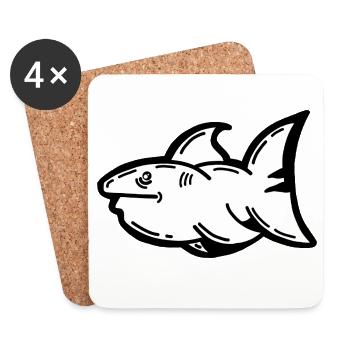 Cartoonish shark for marine conservation - Coasters (set of 4) - white - Front