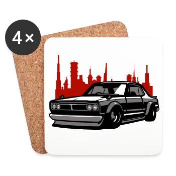 Lowrider Skyline Silhouette - Untersetzer (4er-Set) - Weiß - Vorne