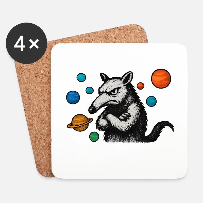 Ameisenbär mit Planeten - Untersetzer (4er-Set) - Weiß