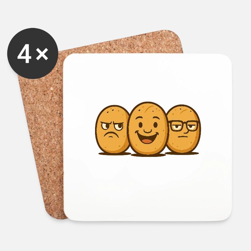 Brötchenbande – Coole Brotgesichter im Retro-Style - Untersetzer (4er-Set) - Weiß