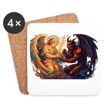 Celestial Archangel vs Infernal Beast - Coasters (set of 4) - white - Front