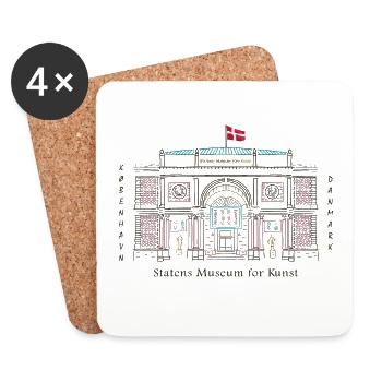Kopenhagen, SMK Kunstmuseum, Zeichnung Dänemark - Untersetzer (4er-Set) - Weiß - Vorne