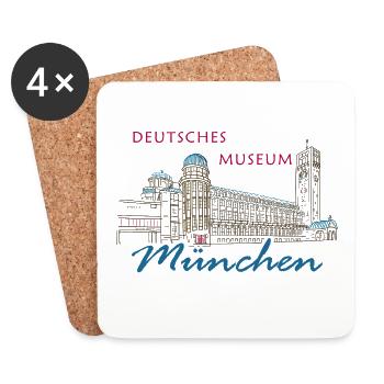 Munich Deutsches Museum Hand Drawing - Coasters (set of 4) - white - Front