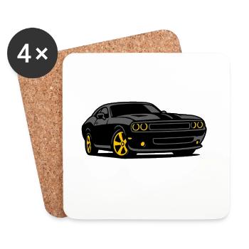 Muscle de nuit avec jantes jaunes - Dessous de verre (lot de 4) - blanc - Devant