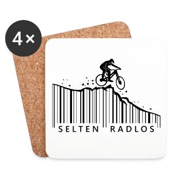 selten radlos barcode downhill mountainbike - Untersetzer (4er-Set) - Weiß - Vorne