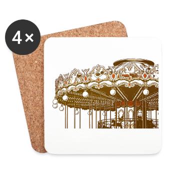 Goldenes Vintage-Karussell-Design - Untersetzer (4er-Set) - Weiß - Vorne