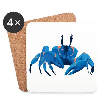 Blaue Krabbe Polygonaler Stil - Untersetzer (4er-Set) - Weiß - Vorne