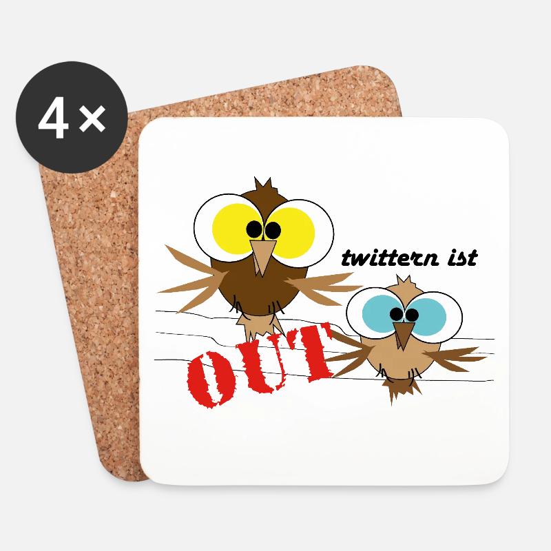 Zwitschernde Vögel - Untersetzer (4er-Set) - Weiß