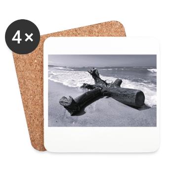 Branche d’arbre, panorama de mer, nature marine - Dessous de verre (lot de 4) - blanc - Devant