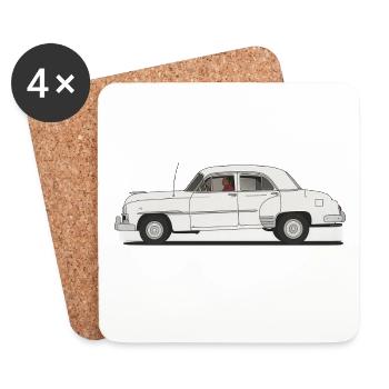 Klassisches Retro-Auto in Schwarz und Weiß - Untersetzer (4er-Set) - Weiß - Vorne