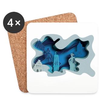 Moers Stadtsilhouette in Hydrographik-Optik - Untersetzer (4er-Set) - Weiß - Vorne