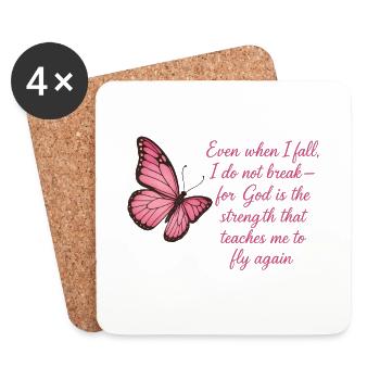 Inspirational Butterfly Faith Quote Design - Coasters (set of 4) - white - Front
