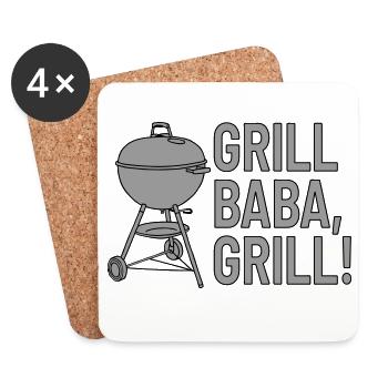 Grill baba, grilll! - Untersetzer (4er-Set) - Weiß - Vorne