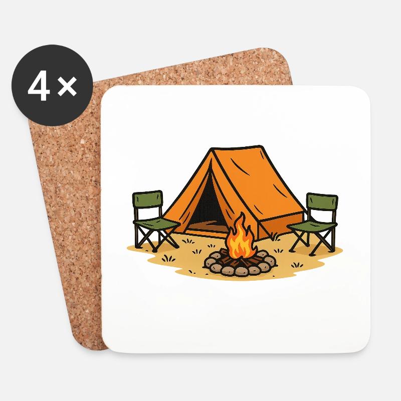 Abenteuerliches Camping Lagerdesign - Untersetzer (4er-Set) - Weiß