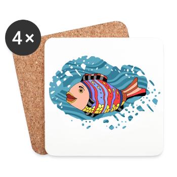 poisson - Dessous de verre (lot de 4) - blanc - Devant