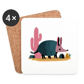Gürteltier – Cactus Vibes - Untersetzer (4er-Set) - Weiß - Vorne