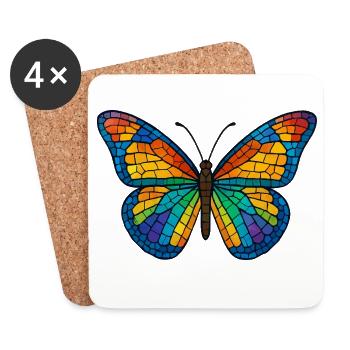 Colorful mosaic butterfly - Coasters (set of 4) - white - Front