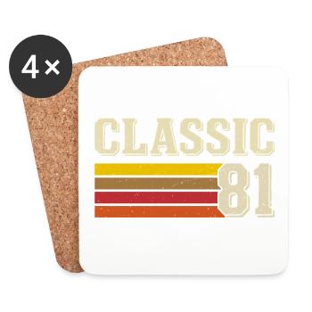 Rétro Classique 81 – Né en 1981 Anniversaire Vintage - Dessous de verre (lot de 4) - blanc - Devant